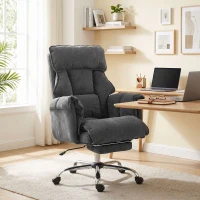 HOMCOM Executive Office Chair, Reclining Computer Chair with Footrest, High Back, Headrest, Adjustable Height, Dark Gray(m-8)