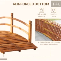 Outsunny 6FT Wooden Garden Bridge Classic Arc Footbridge with Guardrails for Stream Pond Walkway, Orange(m-5)