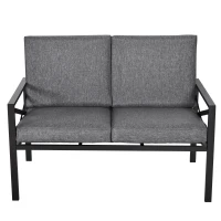 Outsunny 4-Piece Patio Furniture Set Garden Conversation Set with Soft Washable Cushions & Strong Steel Frame, Grey(m-7)