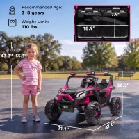 Qaba 24V 2 Seater Ride On Truck Car for Big Kids with Remote Control, Dual Motors, 4-Wheel Suspension for Ages 3-8, Pink(m-3)