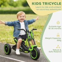 Qaba Kids Tricycle, Toddler Trike with Pedal for Indoor Outdoor Use, 3 Wheel Trike for Ages 18 to 36 Months Boys Girls, Green(m-4)