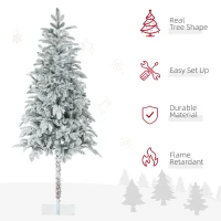 HOMCOM 6' Artificial Flocked Christmas Trees, with Snow Frosted Branches, Auto Open, Steel Base(m-4)