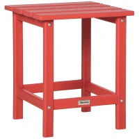 Outsunny Patio Side Table, 15" Square Outdoor End Table, HDPE Plastic Tea Table for Adirondack Chair, Backyard or Lawn, Red(m-11)