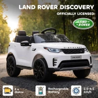 Qaba 12V Electric Car for Kids, Licensed Land Rover Ride on Car with Parent Remote, Soft Start, 4 Wheel Suspension, White(m-4)