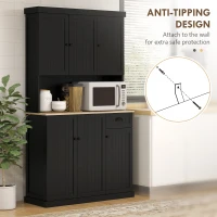 HOMCOM 71" Kitchen Pantry Buffet with Hutch Storage Cabinet Microwave Oven Stand with Drawer, Black(m-7)