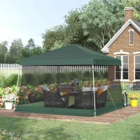 Outsunny Slant Leg Pop Up Canopy Tent with Netting and Carry Bag, Instant Sun Shelter, Tents, Green(m-10)