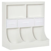 HOMCOM Kids Bookcase, Toy Storage Organizer Cabinet, Children Display Bookshelf with Drawers for Toys, Clothes, Books, White(m-1)