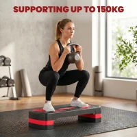 Soozier Adjustable Aerobic Stepper, Exercise Step Platform, Step Exercise Trainer, Workout Fitness Yoga Risers, 4"-6"-8", Red(m-7)
