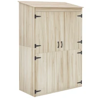 Outsunny Wooden Garden Shed Tool Storage, Garden Shed with Double Magnet Doors, Tilted Roof, 47.25"  x 22.5" x 72'', Natural(m-1)