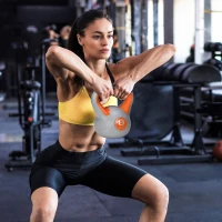 Soozier 18 lb Soft Kettlebell, Sand Filled Weight with Grip Handle, Solid Kettlebell Weight for Full Body Workout, Orange(m-8)