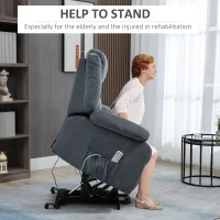 HOMCOM Electric Power Lift Recliner Chair for Elderly with Zero Gravity and Removable Upholstered Armrests, Reclining Chair with Remote Control, Side Pockets, Grey(m-5)