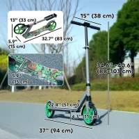 Qaba Kick Scooter for Kids Ages 6-12 with Adjustable Height, Rear-Fender Brake, 200mm Big Wheel, Foldable Design, Green(m-3)