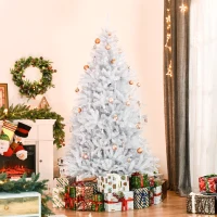 HOMCOM 7FT Artificial Christmas Tree Holiday Xmas Tree with Foldable Feet Home Indoor Holiday Decoration White(m-8)