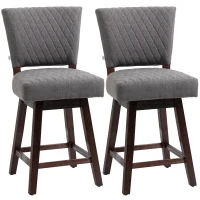 HOMCOM Set of 2 Swivel Counter Height Bar Stools with Footrest, Dark Grey(m-1)