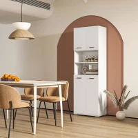 kleankin Bathroom Cabinet, Freestanding Linen Cabinet with Open Shelves and Cupboards, 23.6"x13.2"x72", White(m-4)