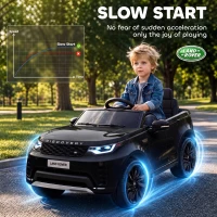 Qaba 12V Electric Car for Kids, Licensed Land Rover Ride on Car with Parent Remote, Soft Start, 4 Wheel Suspension, Black(m-6)