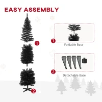 HOMCOM 7ft Unlit Pencil Artificial Christmas Tree with Realistic Branches and 499 Tips, Plastic Base, Black(m-7)