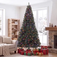 HOMCOM 9ft Prelit Christmas Tree with RGB Dynamic LEDs, Remote Control, Daily Timer, Hinged Xmas Tree, Easy Assembly(m-8)