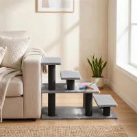PawHut Pet Stairs, Cat Stairs with 2/3/4-Step Flexible Setup for Bed, Sofa, Gray(m-9)