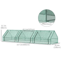 Outsunny 158" x 39" x 32" Plant Greenhouse Portable Garden Seed Flower Tunnel Growing Tent 3 Large Zippered Roll-up Doors Backyard Gardening Planter Green(m-3)