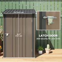 Outsunny Outdoor 3.3' x 3.4' Lean-to Garden Storage Shed, Galvanized Steel Tool House with Lockable Door for Patio, Brown(m-5)