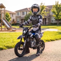 Qaba 36V Electric Dirt Bike for Kids with Brushless Motor, Up to 9.9 MPH, Inflatable Tires and Rear Suspension, Black(m-8)