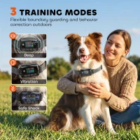 PawHut GPS Dog Training Collar IP67 Waterproof E Collar Remote Rechargeable Black(m-5)
