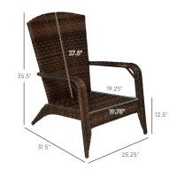 Outsunny Patio Adirondack Chair with Rattan Wicker, Soft Cushions, Tall Curved Backrest for Deck or Garden, Cream White(m-3)