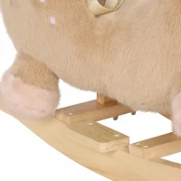 Qaba Rocking Horse for Toddlers 1-3 Years, Deer Baby Rocking Horse with Animal Sound, Seat Belt, Rocking Stopper, Brown(m-12)