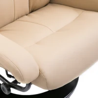 HOMCOM Massage Recliner Chair with Ottoman, 360° Swivel Recliner and Footstool, PU Leather Reclining Chair with Side Pocket and Remote Control, Beige(m-17)