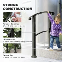 Outsunny 1-3 Step Metal Handrails for Outdoor Steps, Porch Deck Stair Railing with Installation Kit for Concrete Steps, Black(m-5)