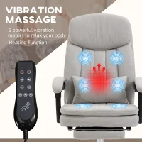 Vinsetto Executive Office Chair with Vibration Massage, Microfibre Swivel Desk Chair, Heated Reclining Computer Chair with Lumbar Support Pillow, Footrest, Light Gray(m-4)