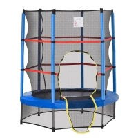 Outsunny 55" Kids Trampoline with Enclosure Net for Indoor/Outdoor, Trampoline for Boys and Girls Age 3-6 Years, Blue(m-11)