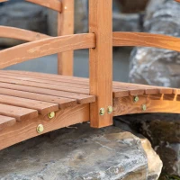 Outsunny 6FT Wooden Garden Bridge Classic Arc Footbridge with Guardrails for Stream Pond Walkway, Orange(m-9)