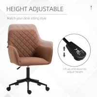 Vinsetto Mid Back Modern Home Office Chair Swivel Computer Desk Chair with Adjustable Height, Microfiber Cloth, Diamond Line Design, and Padded Armrests, Brown(m-4)
