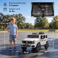 Qaba Licensed Mercedes-Benz G580 12V Kids Ride On Car with Remote, Soft Start, Headlights, Seat Belt, Music, USB, Horn, White(m-3)
