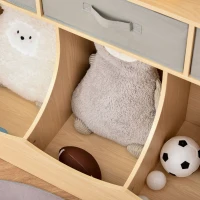 HOMCOM Kids Bookcase, Toy Storage Organizer Cabinet, Children Display Bookshelf with Drawers for Toys, Clothes, Books, Natural Wood Color(m-8)