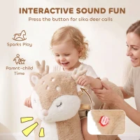 Qaba Rocking Horse for Toddlers 1-3 Years, Deer Baby Rocking Horse with Animal Sound, Seat Belt, Rocking Stopper, Brown(m-5)