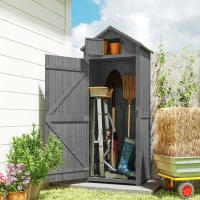 Outsunny 30" x 21" x 71" Garden Storage Shed, Sheds & Outdoor Storage Outdoor Workshop Yard Tool Utility Storage House Water-resistant All-weather Cover Spire Roof with 3 Tiers Shelves Grey(m-8)
