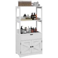 kleankin Farmhouse Bathroom Storage Cabinet, Linen Cabinet with Drawer and Shelves, 23.5" x 13" x 48.5", White(m-11)