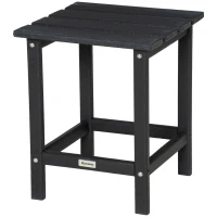 Outsunny Patio Side Table, 15" Square Outdoor End Table, HDPE Plastic Tea Table for Adirondack Chair, Backyard or Lawn, Black(m-11)