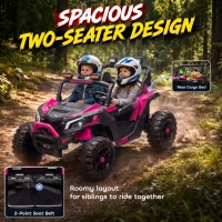 Qaba 24V 2 Seater Ride On Truck Car for Big Kids with Remote Control, Dual Motors, 4-Wheel Suspension for Ages 3-8, Pink(m-5)