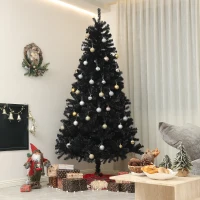 HOMCOM 9ft Unlit Artificial Black Christmas Tree, Holiday Decor with 2132 Branch Tips, Auto Open and Steel Base(m-2)