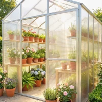 Outsunny Polycarbonate Greenhouse Panels UV Protected Twin-Wall Polycarbonate Sheet 47.2" x 23.6" 10 Pack Clear(m-7)