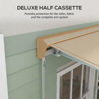Outsunny 16.5' x 10' Electric Awning, Retractable Awning with LED Lights and Remote Controller for Door and Window, Cream White(m-8)
