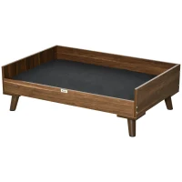 PawHut Elevated Dog Bed with Soft Sponge Cushion, Modern Wood Dog Bed, High and Upraised off of Durable Steel Legs, Coffee Bean, Jet Black(m-13)