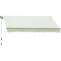 Outsunny 10' x 8' Manual Retractable Awning, Sun Shade Shelter Canopy, with Aluminum Frame and UV Protection for Patio Deck Yard Window Door, Cream White(m-11)