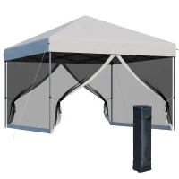 Outsunny 10' x 10' Pop-Up Canopy Tent Outdoor Party Tent, 3-Level Adjustable Height, Silver(m-2)