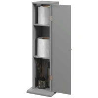 HOMCOM Small Toilet Paper Cabinet, Bathroom Corner Cabinet with Doors and Shelves for Paper Shampoo, Gray(m-1)