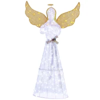 Outsunny 5ft Lighted Christmas Praying Angel Decoration with 180 LED Lights, 8 Modes, Daily Timer, for Sheltered Patio, Yard(m-2)